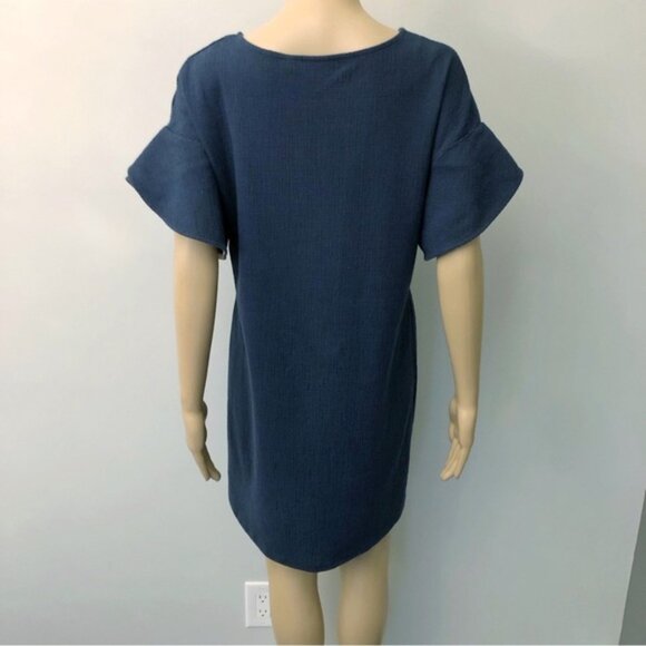 AMARYLLIS Navy Oversized Relaxed Fit Scoop Neck Tunic Midi Dress. Medium - Picture 3 of 13